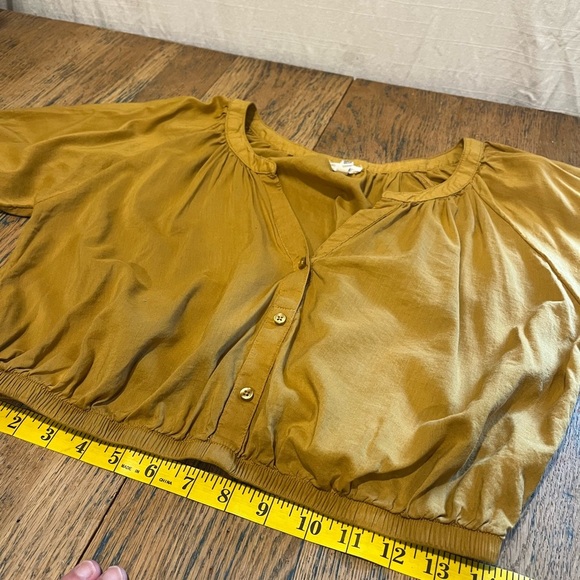 Aerie Mustard Puff Sleeve Crop Top – Size S - Picture 6 of 9